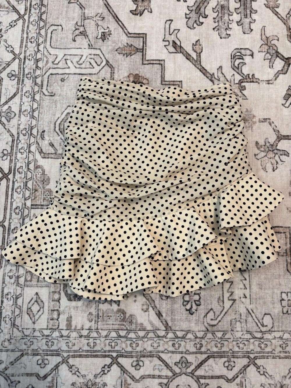 Zara Polka Dot Ivory Ruched Skirt